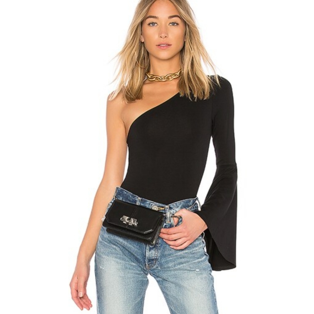 Revolve LPA one sleeve jersey bodysuit small